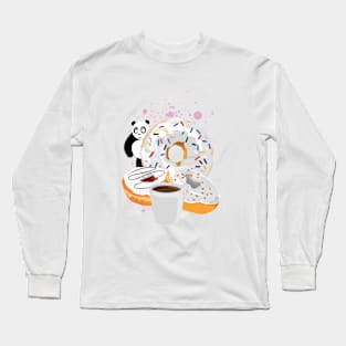 Panda & White Donuts Long Sleeve T-Shirt